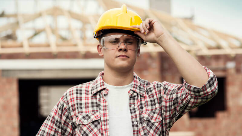 A building contractor on a construction site