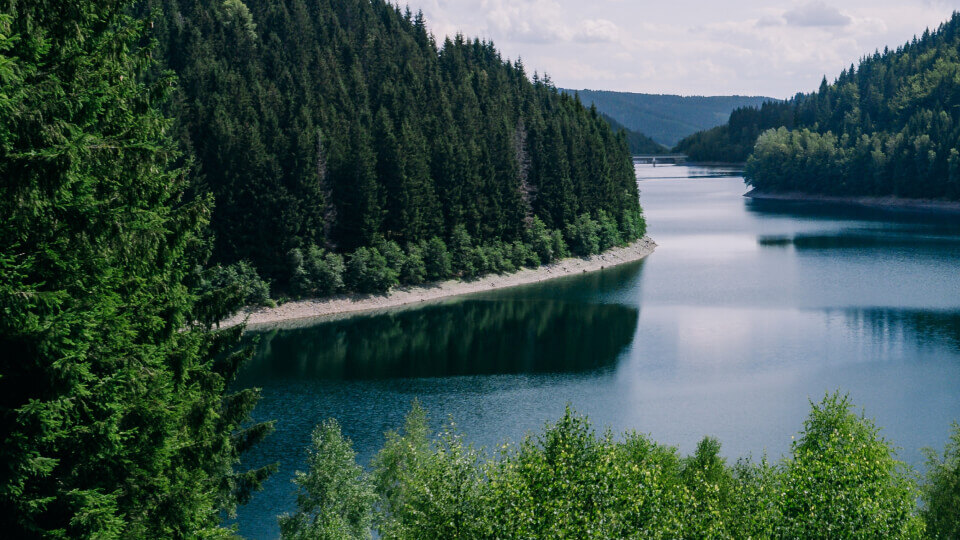 An open river containing into the distance